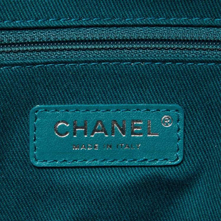 Pre Owned Chanel Teal Green Tweed Large Deauville Shopper Tote