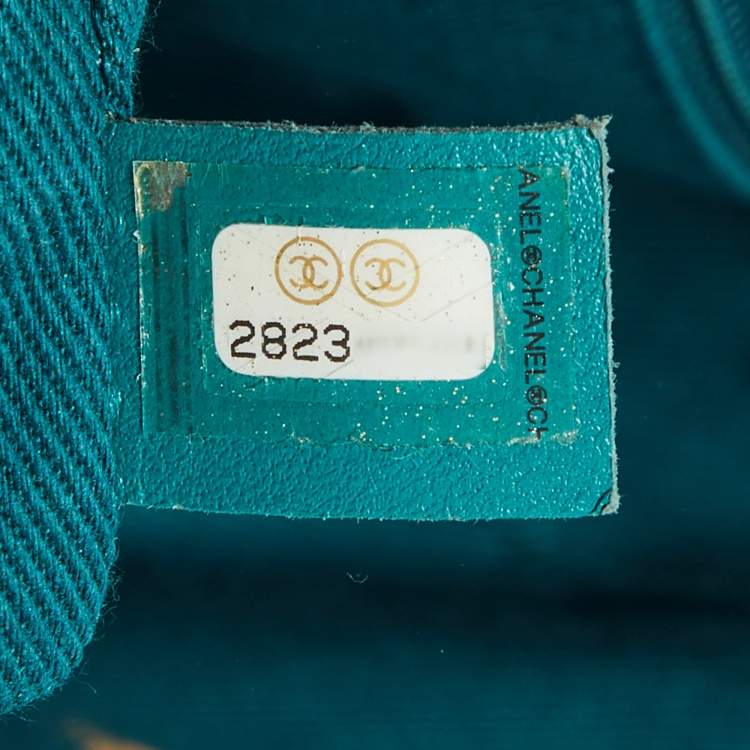 Pre Owned Chanel Teal Green Tweed Large Deauville Shopper Tote