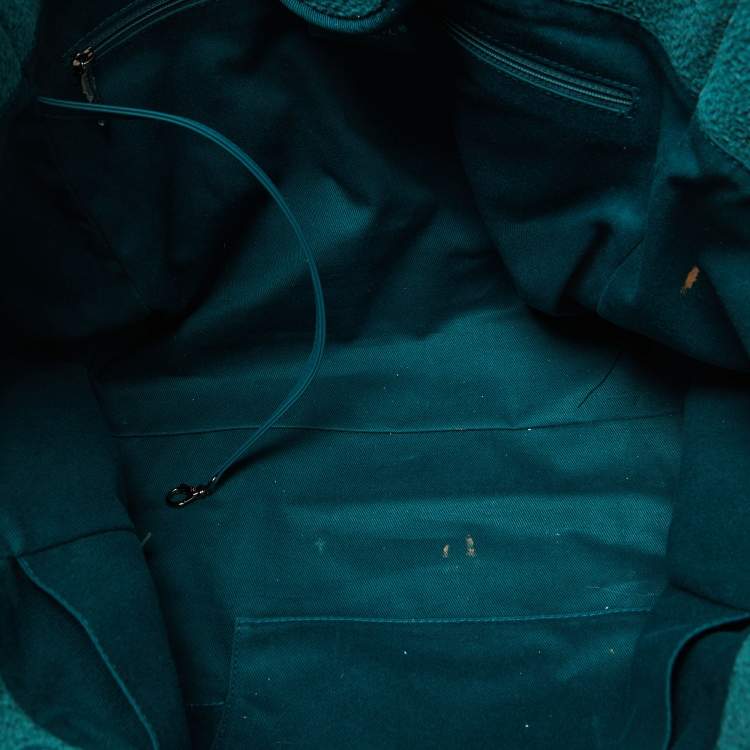 Pre Owned Chanel Teal Green Tweed Large Deauville Shopper Tote