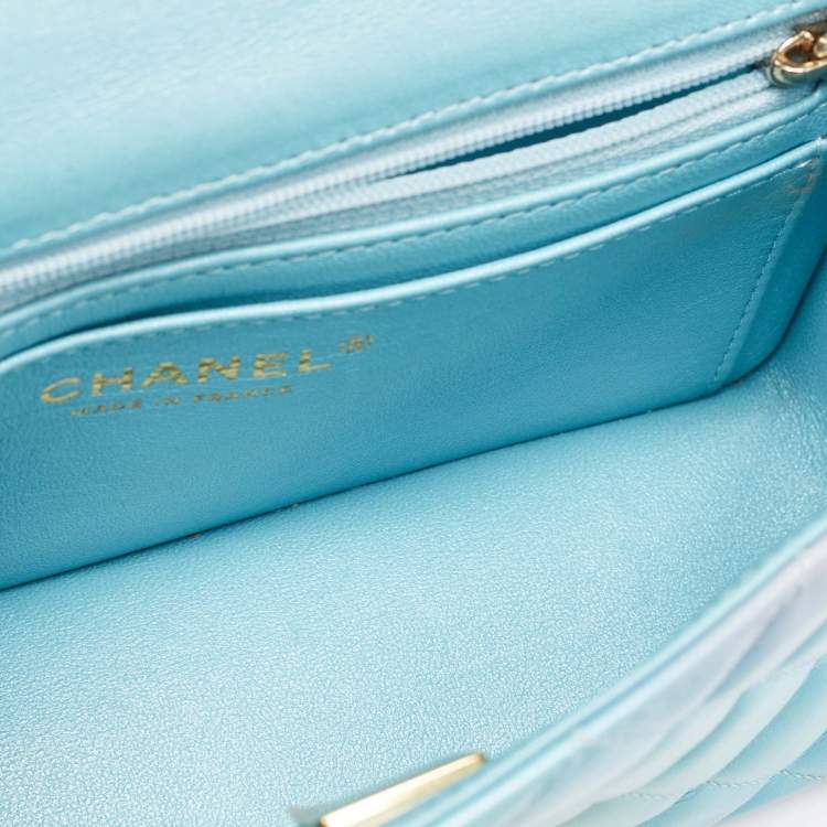 Pre Owned Chanel Blue Ombre Quilted Leather Mini Rectangular Flap Bag