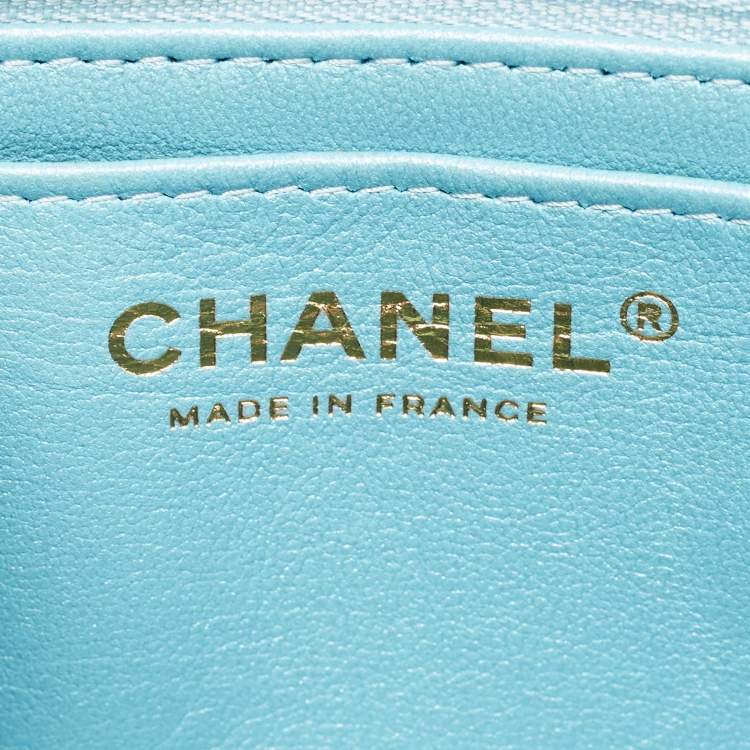 Pre Owned Chanel Blue Ombre Quilted Leather Mini Rectangular Flap Bag