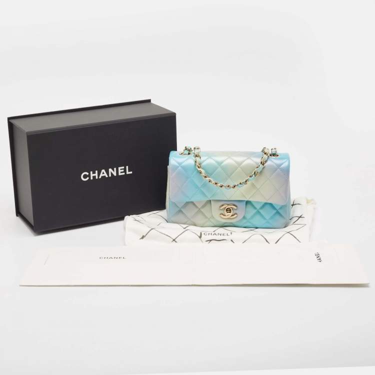 Pre Owned Chanel Blue Ombre Quilted Leather Mini Rectangular Flap Bag