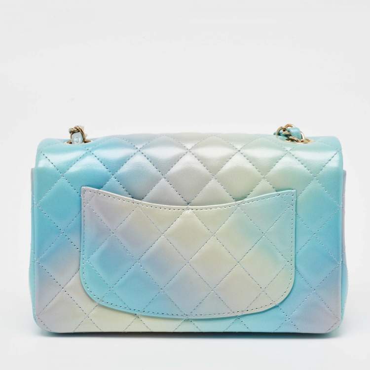 Pre Owned Chanel Blue Ombre Quilted Leather Mini Rectangular Flap Bag