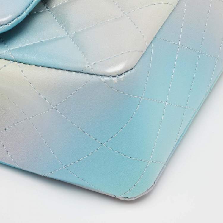 Pre Owned Chanel Blue Ombre Quilted Leather Mini Rectangular Flap Bag