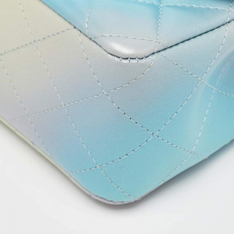 Pre Owned Chanel Blue Ombre Quilted Leather Mini Rectangular Flap Bag