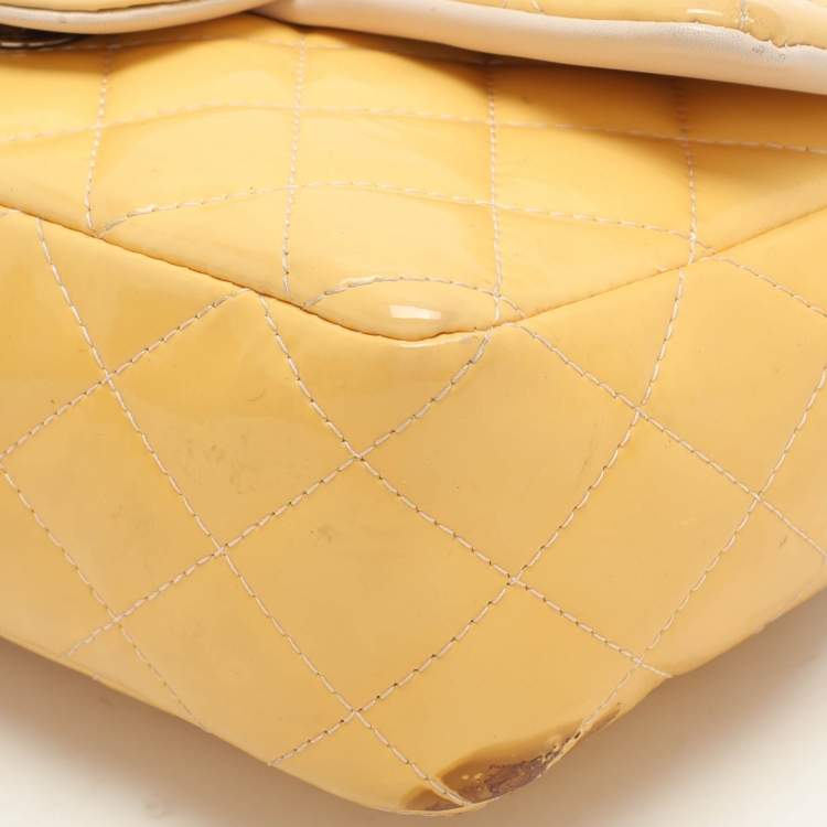 Pre Owned Chanel Yellow Patent Leather Mini Rectangle Classic Single Flap bag