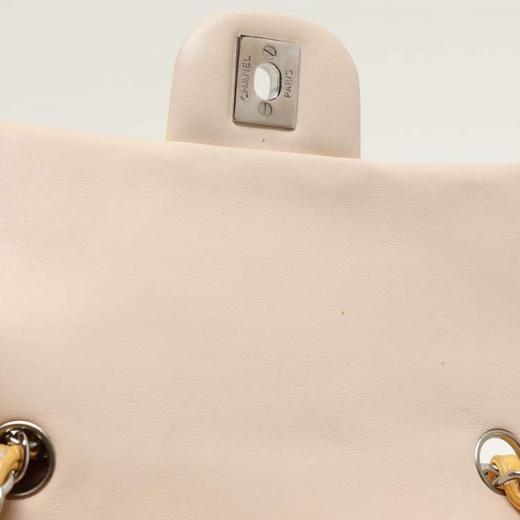 Pre Owned Chanel Yellow Patent Leather Mini Rectangle Classic Single Flap bag
