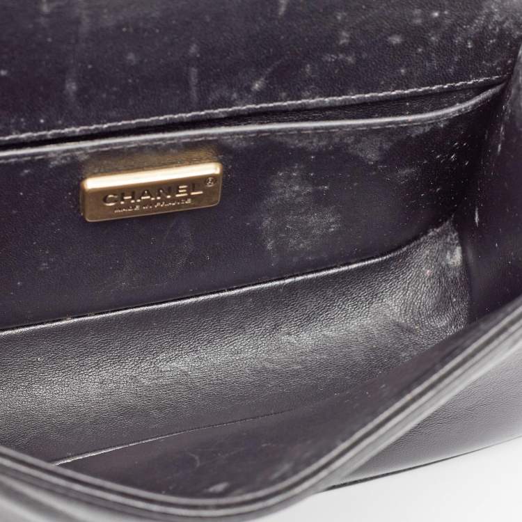 Pre Owned Chanel Black Leather and Sequins Tile Brasserie Mosaic Small Boy Bag
