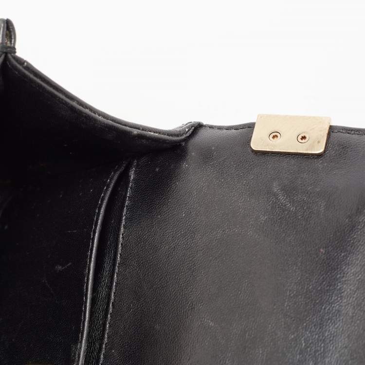 Pre Owned Chanel Black Leather and Sequins Tile Brasserie Mosaic Small Boy Bag