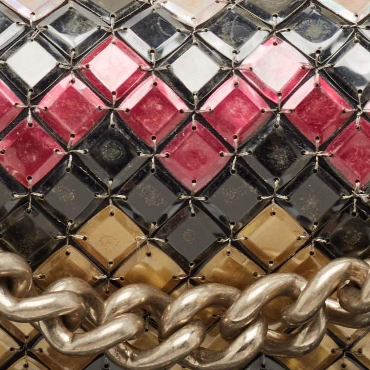 Pre Owned Chanel Black Leather and Sequins Tile Brasserie Mosaic Small Boy Bag