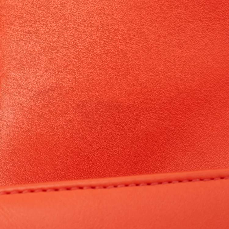 Pre Owned Chanel Orange Chevron Leather Medium Boy Flap Bag