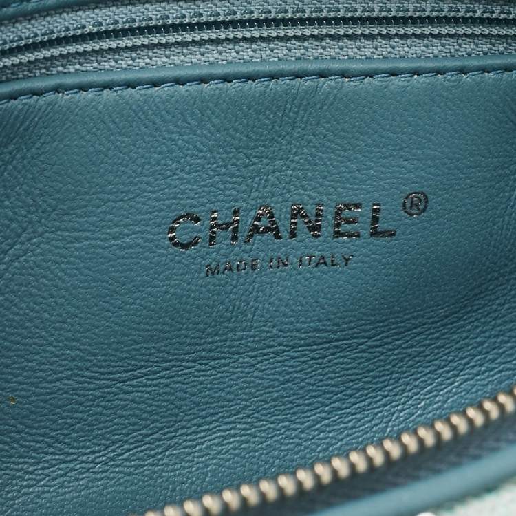 Pre Owned Chanel Light Blue Sequins Waterfall Belt Bag