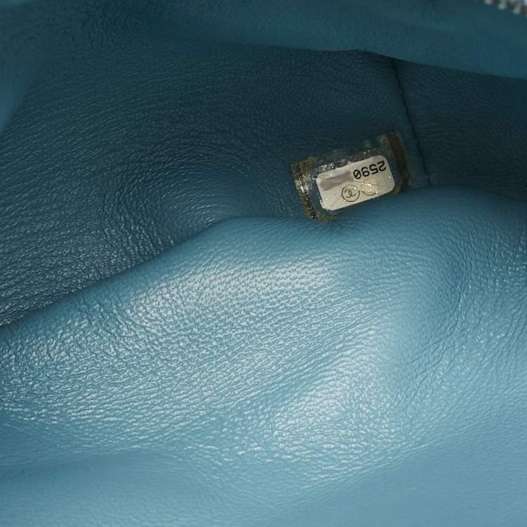Pre Owned Chanel Light Blue Sequins Waterfall Belt Bag