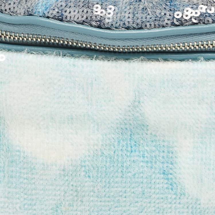 Pre Owned Chanel Light Blue Sequins Waterfall Belt Bag