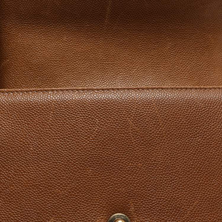Pre Owned Chanel Brown Quilted Leather Medium Boy Flap Bag