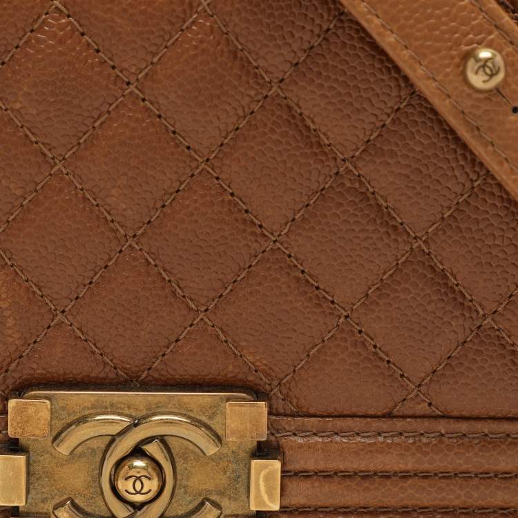Pre Owned Chanel Brown Quilted Leather Medium Boy Flap Bag