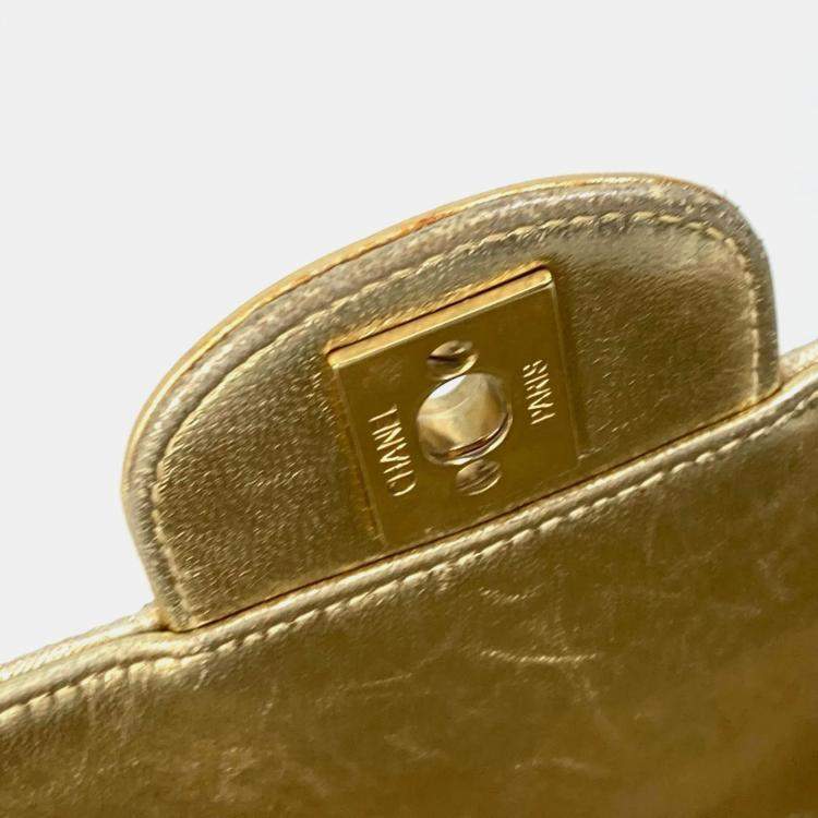 Pre Owned Chanel Beige CC Mark Double Chain Crossbody Bag