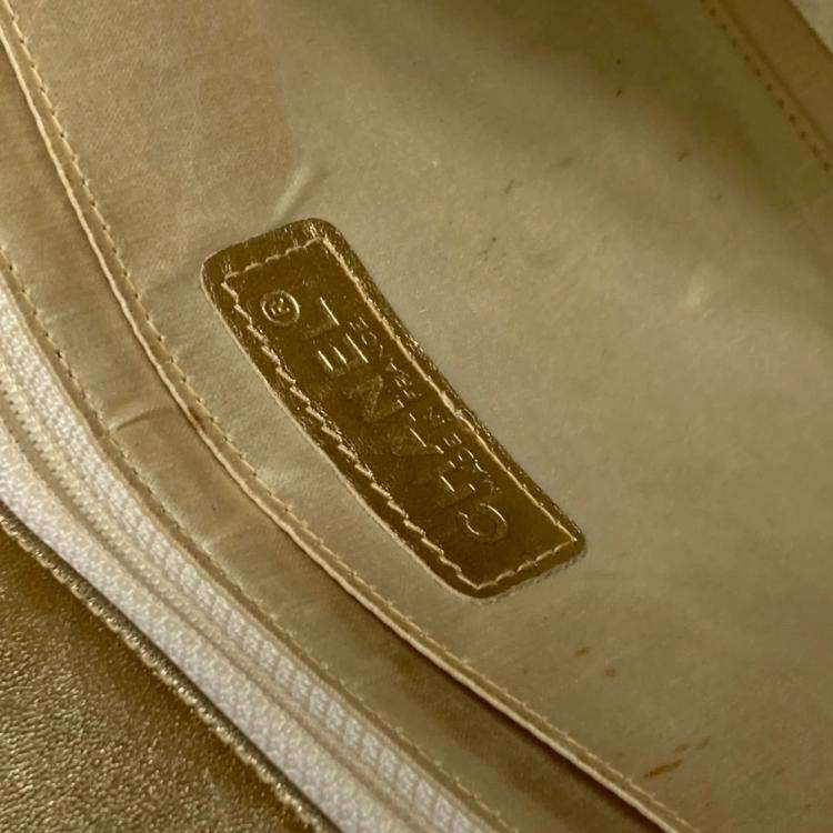 Pre Owned Chanel Beige CC Mark Double Chain Crossbody Bag