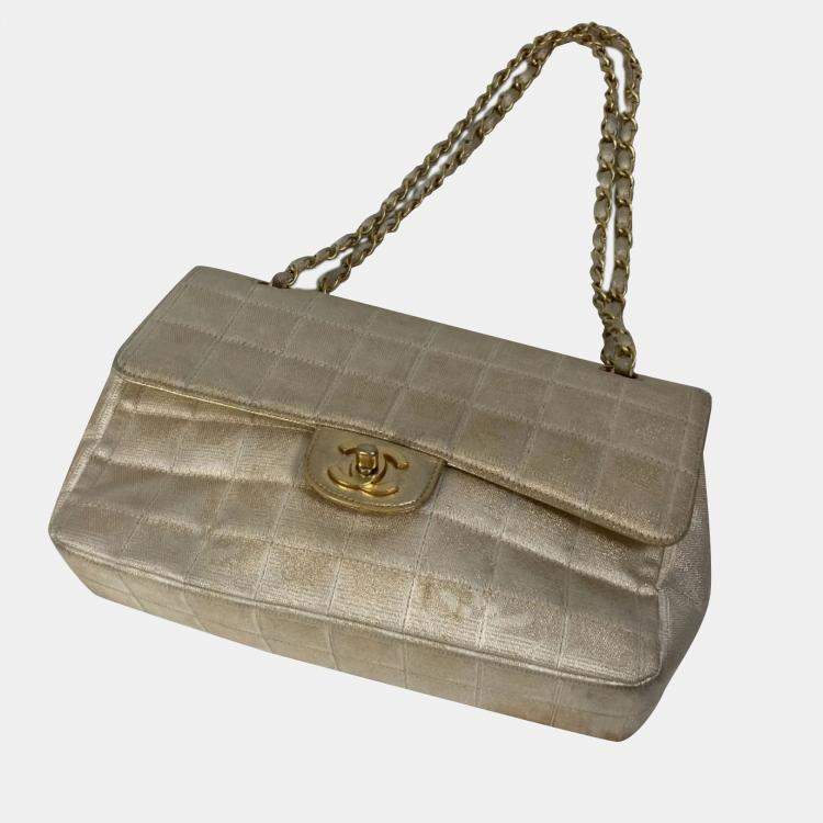 Pre Owned Chanel Beige CC Mark Double Chain Crossbody Bag