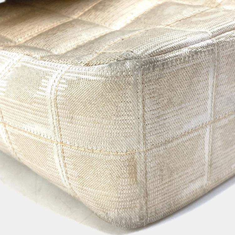 Pre Owned Chanel Beige CC Mark Double Chain Crossbody Bag