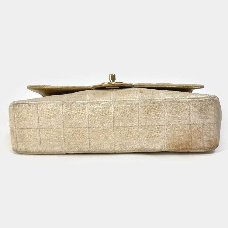 Pre Owned Chanel Beige CC Mark Double Chain Crossbody Bag
