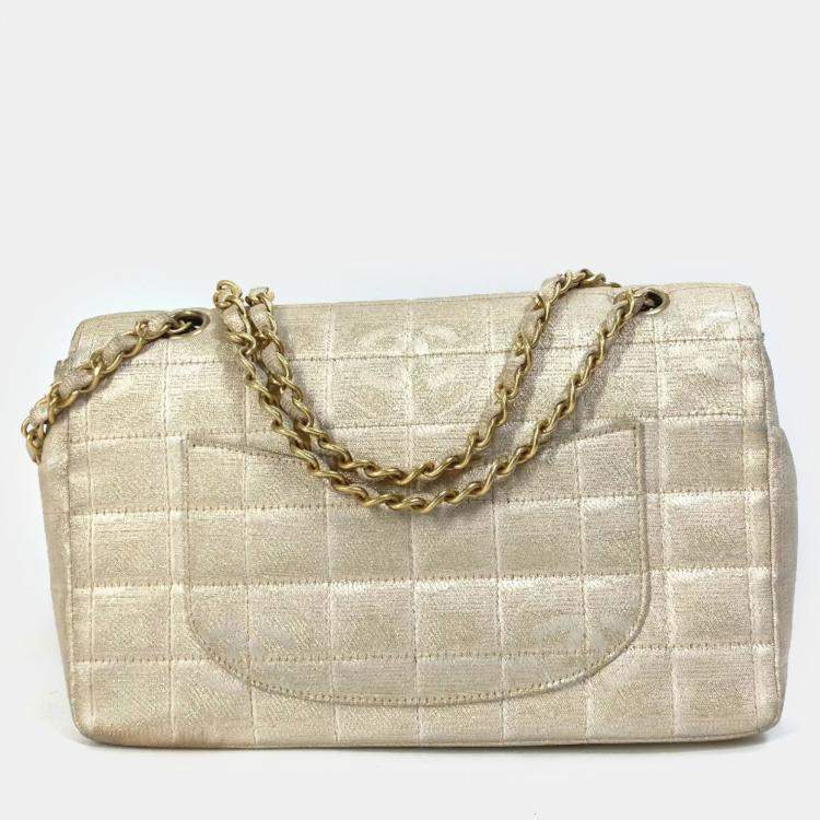 Pre Owned Chanel Beige CC Mark Double Chain Crossbody Bag