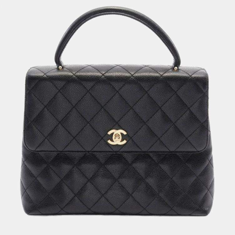 Chanel Black Caviar Skin (Grained Calf) Matelasse Handbag Bag