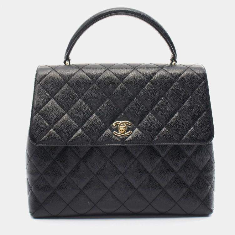 Chanel Black Caviar Skin (Grained Calf) Matelasse Handbag Bag