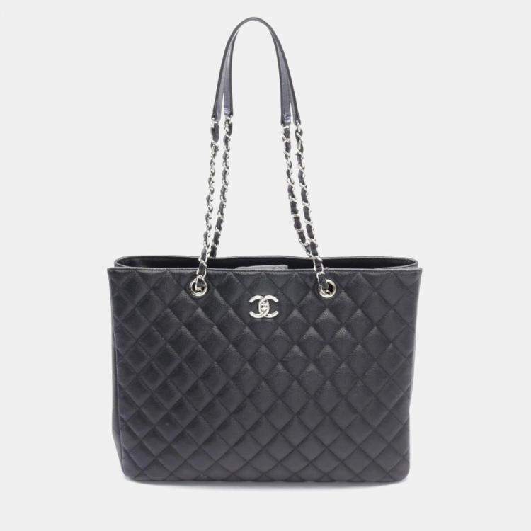 Chanel Black Caviar Skin (Grained Calf) Matelasse Large Tote Bag