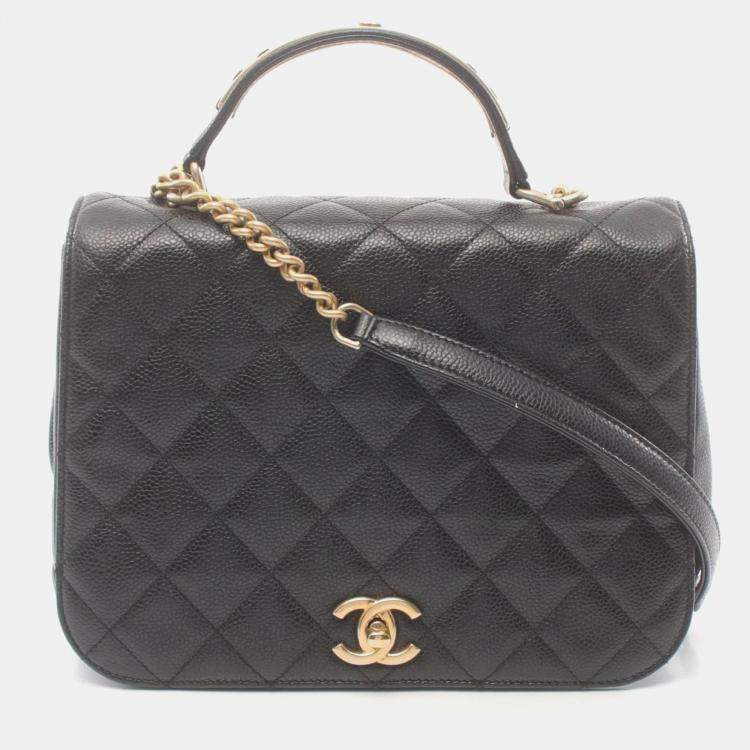 Chanel Black Caviar Skin (Grained Calf) Matelasse Shoulder Bag