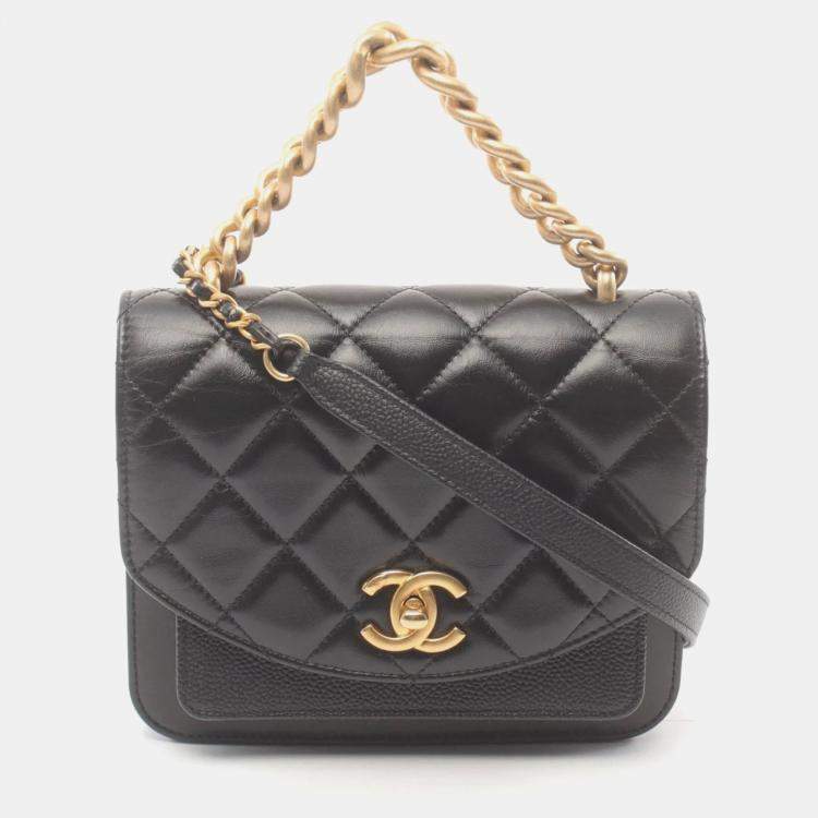 Chanel Black Leather Caviar Skin (Grained Calf) Matelasse Shoulder Bag