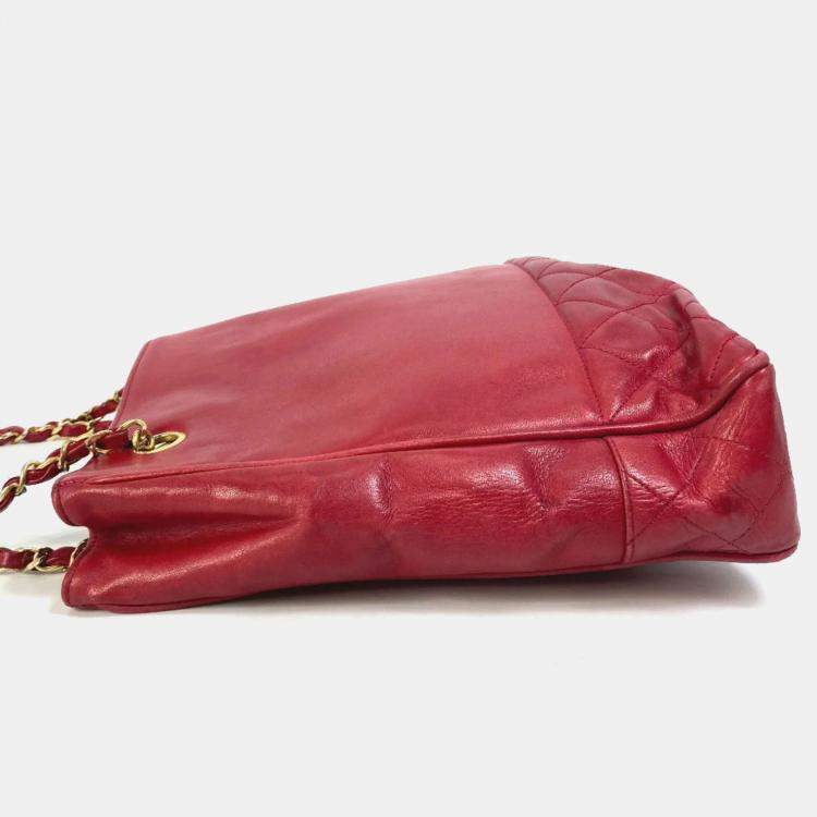 Pre Owned Chanel Red vintage double chain bag