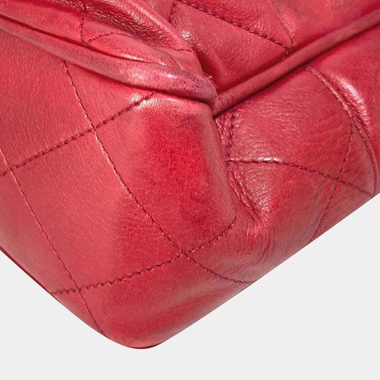 Pre Owned Chanel Red vintage double chain bag