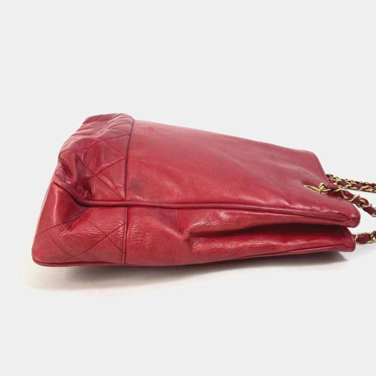 Pre Owned Chanel Red vintage double chain bag