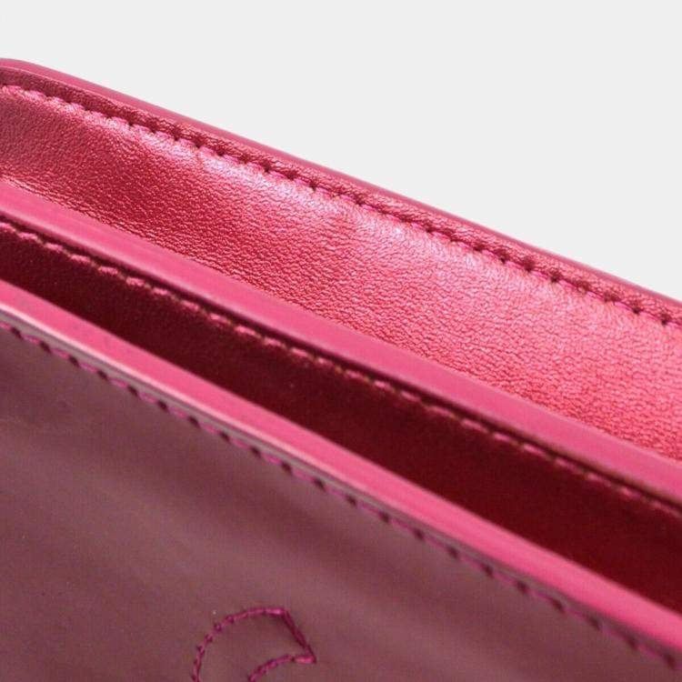 Pre Owned Chanel Pink Patent Leather Chain Pochette Shoulder Bag