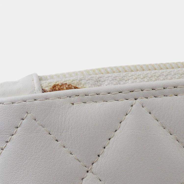 Pre Owned Chanel White Calfskin Cambon Ligne Tote Handbag