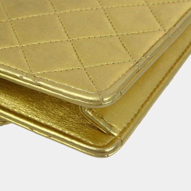 مملوكة مسبقًا Chanel Gold Lambskin Straight Flap Shoulder Bag