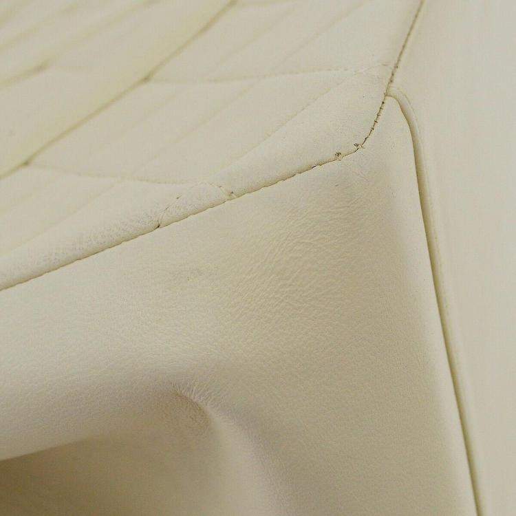 Pre Owned Chanel Ivory Lambskin Chain Tote Handbag