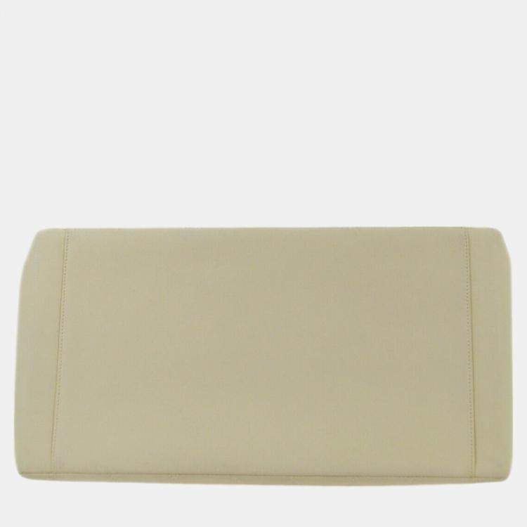 Pre Owned Chanel Ivory Lambskin Chain Tote Handbag