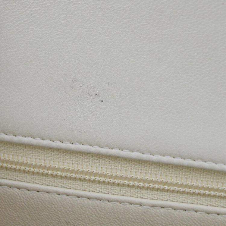 Pre Owned Chanel Ivory Lambskin Chain Tote Handbag