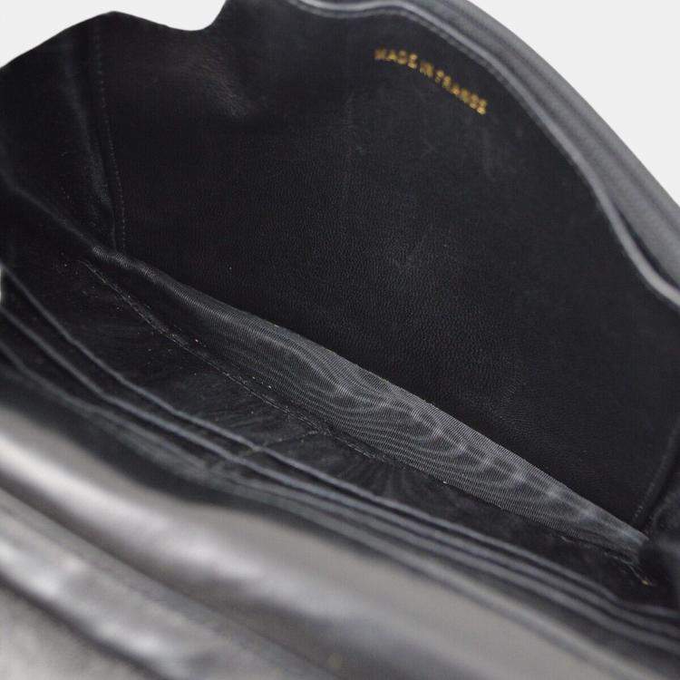 Pre Owned Chanel Black Calfskin WOC Chain Shoulder Wallet Bag