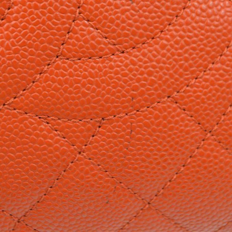 Pre Owned Chanel Orange Calfskin Petite Shopping Tote PST Handbag