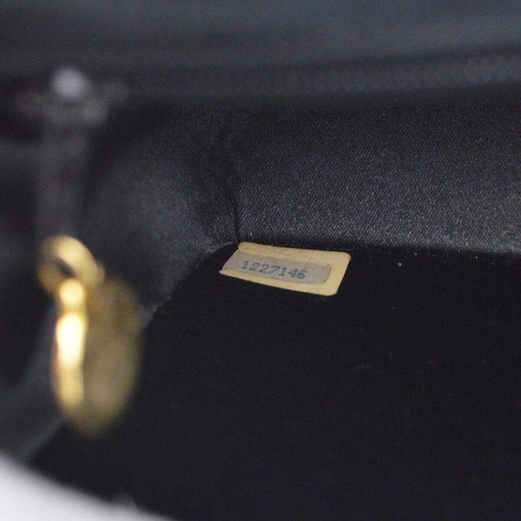 Pre Owned Chanel Black Satin Mini Classic Square Flap Shoulder Bag 17