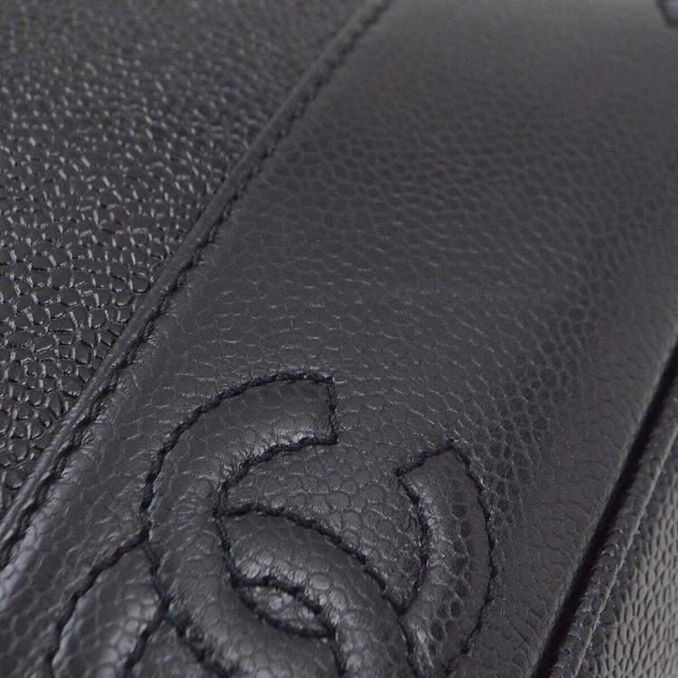 Pre Owned Chanel Black Calfskin Triple CC Backpack