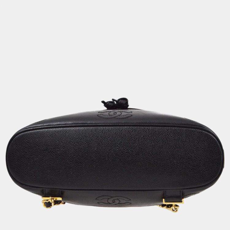 Pre Owned Chanel Black Calfskin Triple CC Backpack