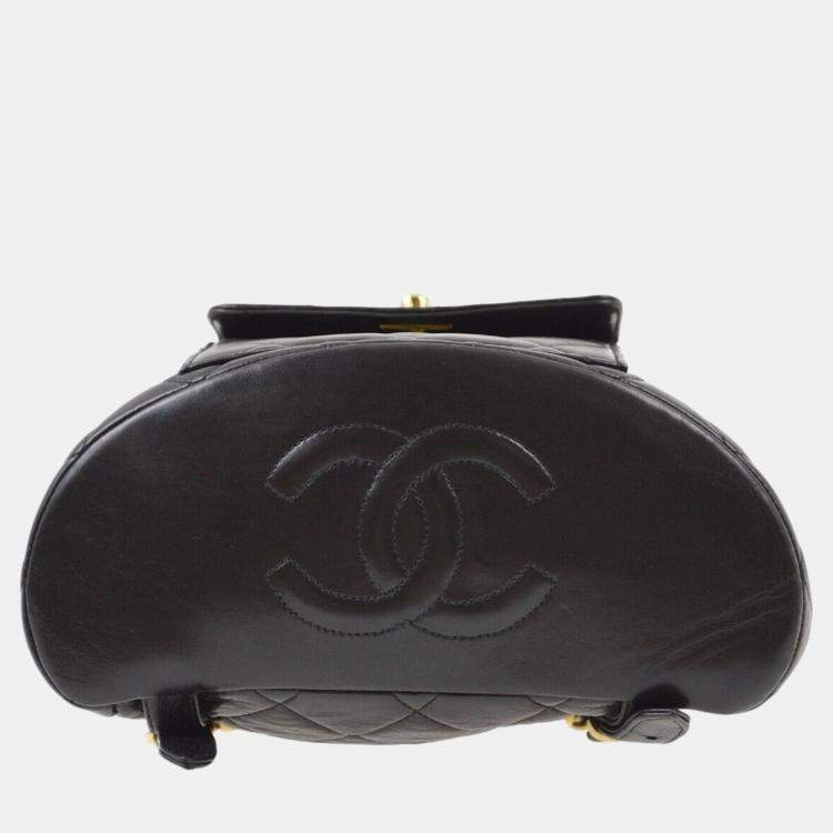 Pre Owned Chanel Black Lambskin Large Duma Backpack