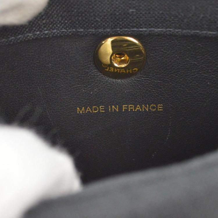 Pre Owned Chanel Black Canvas Camelia Chain Handbag