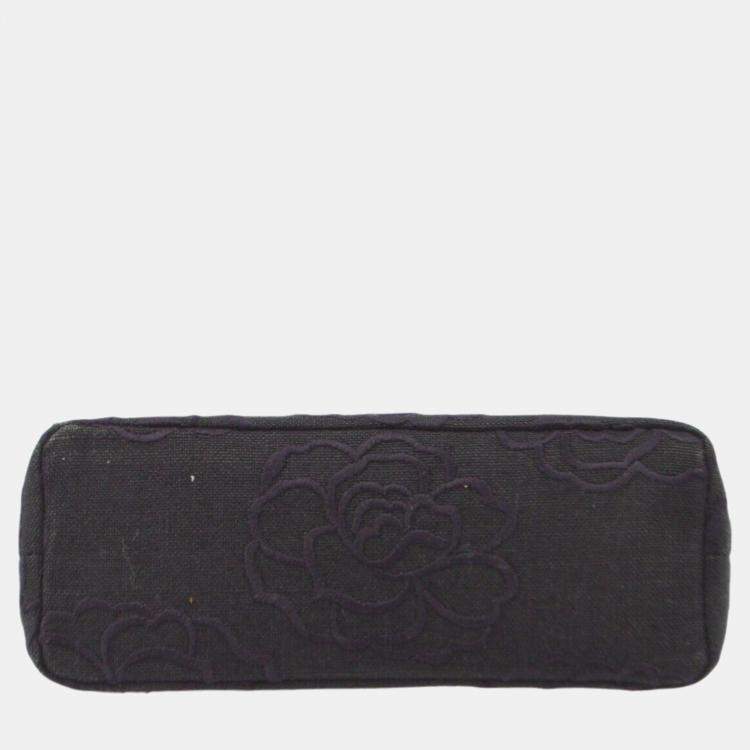Pre Owned Chanel Black Canvas Camelia Chain Handbag