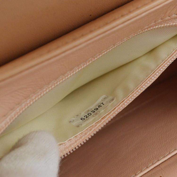 Pre Owned Chanel Beige Lambskin Handbag