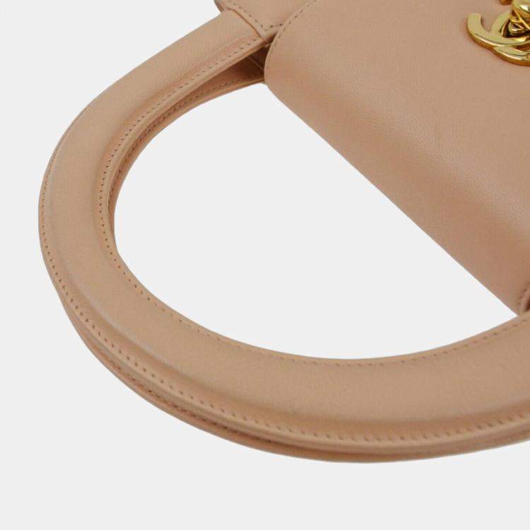 Pre Owned Chanel Beige Lambskin Handbag